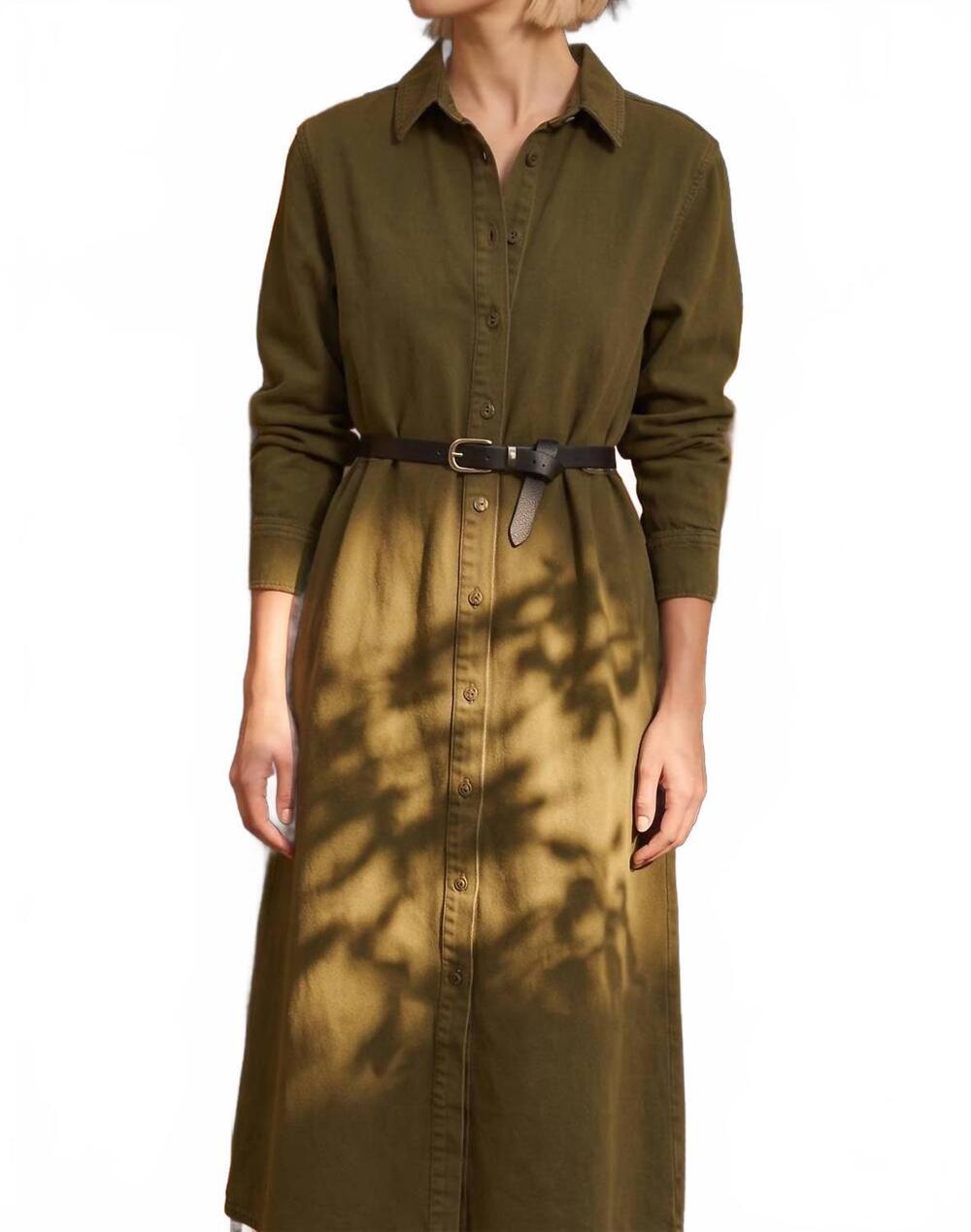 NEW LARA DAISY button down shirt midi dress in olive